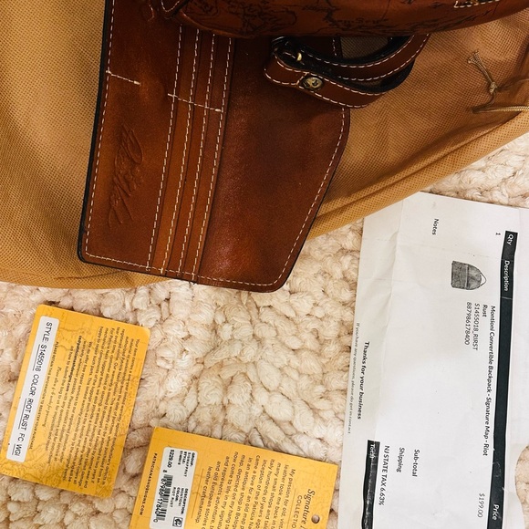 Patricia Nash Cognac Map-Print Leather Mini Backpack main image 6